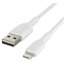 Belkin BOOST CHARGE™ Lightning - USB-A kaapeli punottu, 0,15m, valkoinen