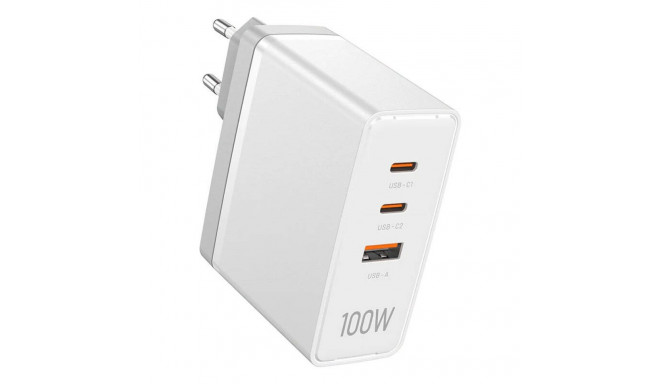 Wall charger, Vention, FEGW0-EU, 2xUSB-C, USB- A, 100W/100W/30W, GaN (white)