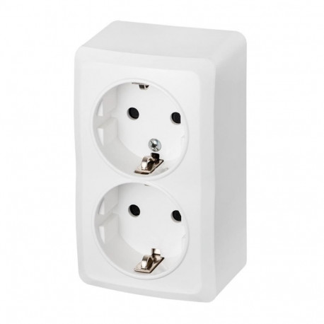 DOUBLE SCHUKO SURFACE SOCKET WHITE