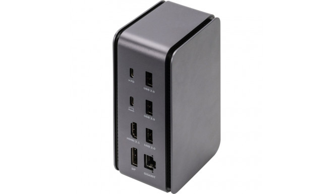 Digitus USB4 docking station 8K, USB Type-C (grey/black, HDMI, DP, USB-A, USB-C, USB4, 3.5mm, SD/Mic