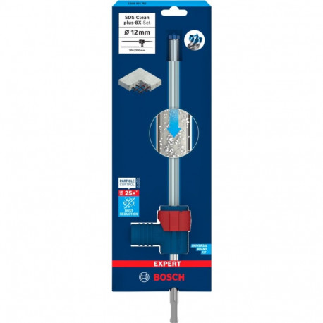 Bosch Expert hammer drill SDS Clean plus-8X set, 12mm (working length 200mm, suction drill incl. suc