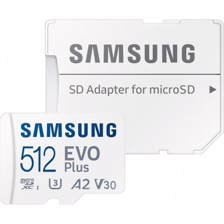 SAMSUNG EVO Plus 512 GB microSDXC (2024), memory card (white, UHS-I U1, Class 10, V10, A1)