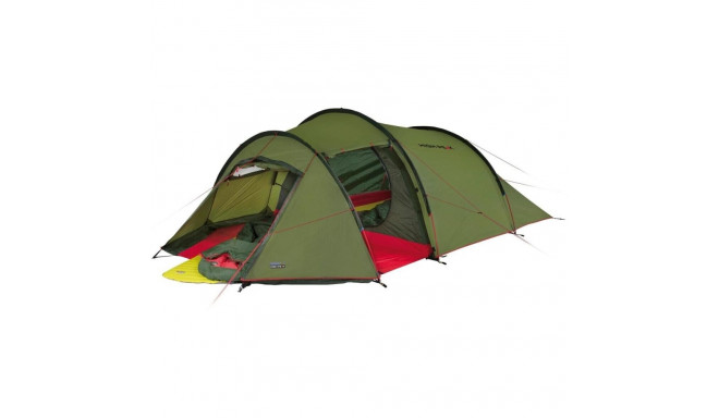 High Peak tunnel tent Falcon 4 LW (green/red, model 2023, with luggage rack)