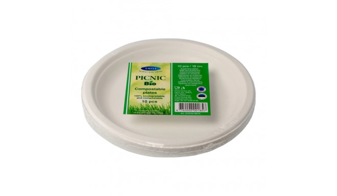 Sugarcane plate 18cm white 10pcs in a pack biodegradable