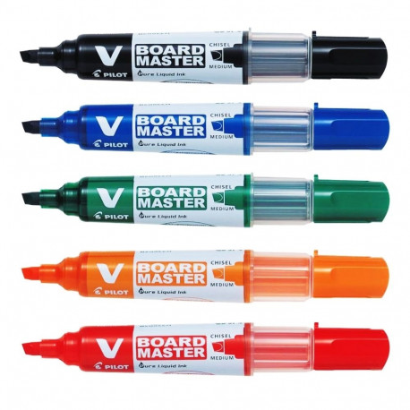 Tahvlimarkerite komplekt PILOT Board Master lõigatud otsaga 5 värvi