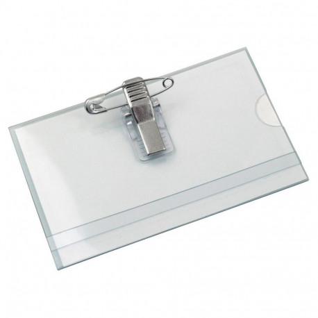 Name tag holder with safety pin 60x90mm plastic