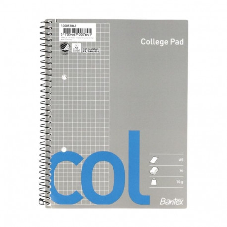 BANTEX Col College Pad, A5+ Squared 70sh