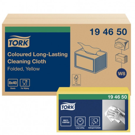 Cleaning cloths reusable TORK 30x38.5cm W8 yellow
