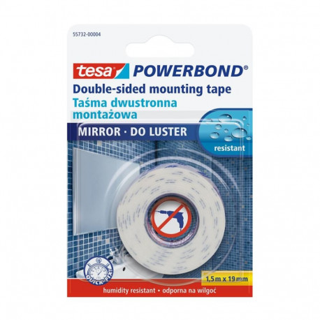 Kleeplint kahepoolne teip 19mm x 1,5m TESA niiskuskindel