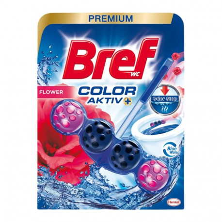 Toilet freshener BREF Active Blue, Fresh Flowers, Toilet Blocks 50g with clip