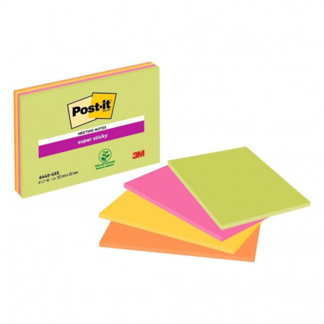 Note paper 101x152mm POST-IT 6445 Super Sticky 4 colors x45 sheets