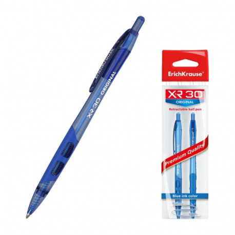 Retractable ballpoint pen ErichKrause® XR-30, ink color: blue (box 12 pcs.)