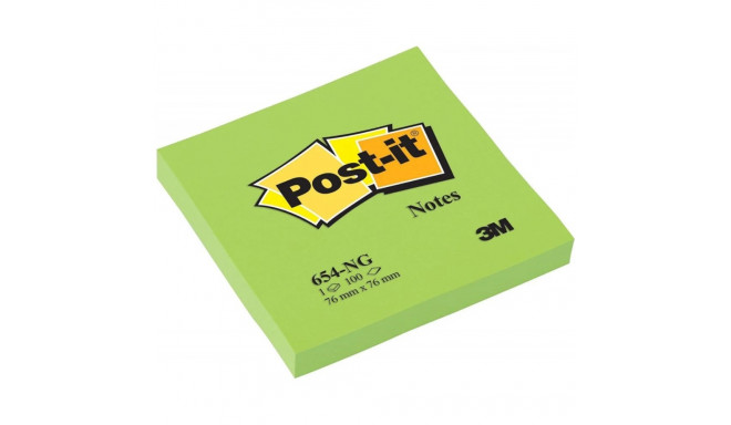 Märkmepaber 76x76mm POST-IT 654 neoonroheline 100 lehte