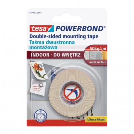 Kleeplint vahtteip kahepoolne 19mm x 1,5m sisetingimustes TESA