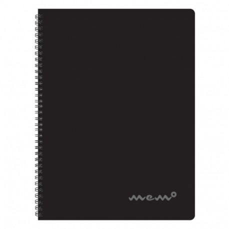 Folder in spiral binding A4 MEMO square plastic covers black 60 sheets