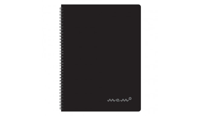 Folder in spiral binding A4 MEMO square plastic covers black 60 sheets