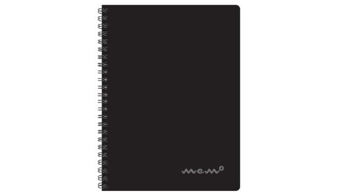 Folder in spiral binding A5 MEMO square plastic covers black 60 sheets