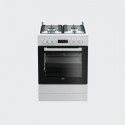 BEKO Cooker FSM62320DWS 60 cm, Gas/Electric, White color/black glass, led screen