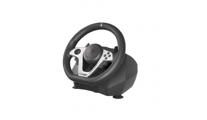 GENESIS Seaborg 400 must, hõbedane USB rool + pedaalid Nintendo Switch, PC, PlayStation 4, PlayStati