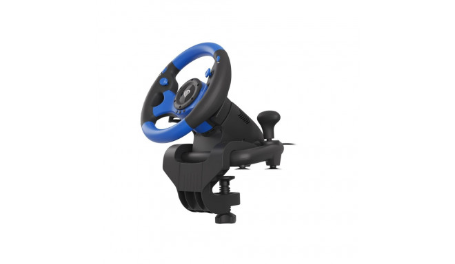 GENESIS SEABORG 350 Black, Blue USB Steering wheel + Pedals Nintendo Switch, PC, PlayStation 4, Play