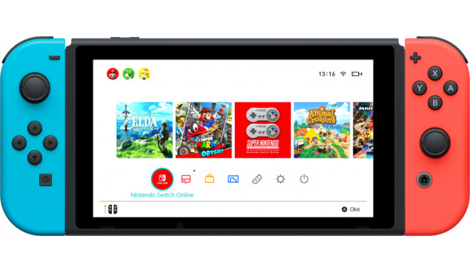 Nintendo Switch mängukonsool, neoonpunane ja neoonsinine