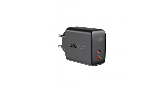 Acefast charger 2x USB Type C 40W, PPS, PD, QC 3.0, AFC, FCP black (A9 black)