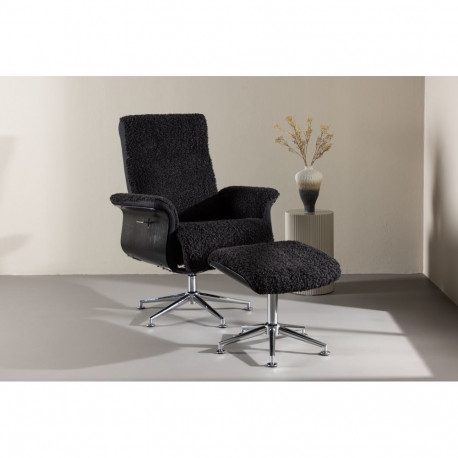 Tugitool Hagön jalatoega recliner, kroom/must