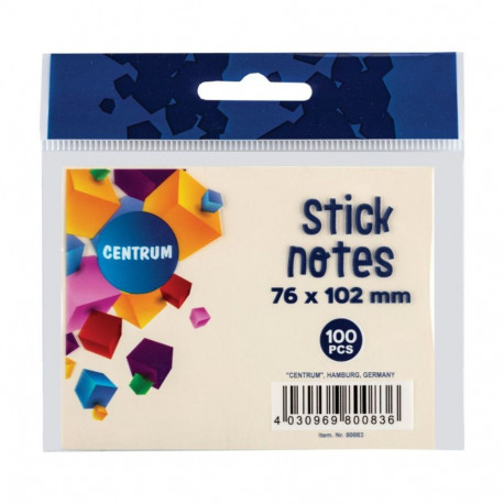 Märkmepaber CENTRUM 76x102mm helekollane 100 lehte