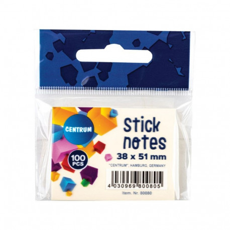 Märkmepaber CENTRUM 38x51mm helekollane 100 lehte