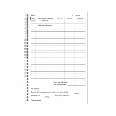 Blanket Cash book A5, lengthwise, spiral bound