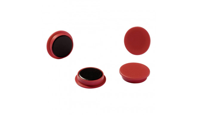 Magnet red - 24 mm, holding power 3N, height 7 mm, 6 magnets per blister card