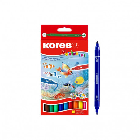 Viltpliiatsid Kores Korellos, 2in1, 10 tk