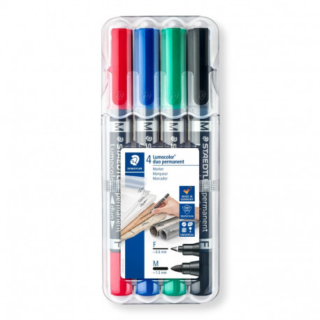 Markerite komplekt Staedtler Lumocolor Duo 348, 2 otsaga, 4tk