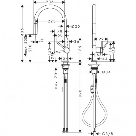 Hansgrohe 72802800 köögisegisti välise voolikuga