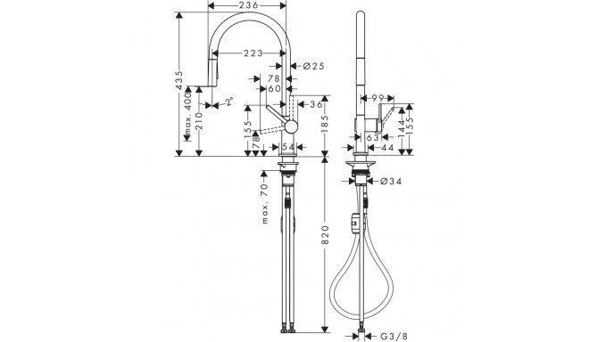 Köögisegisti väljatõmmatava voolikuga Hansgrohe Talis M54 72802670