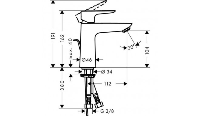 Must valamu segisti Hansgrohe TALIS E 110 71710670