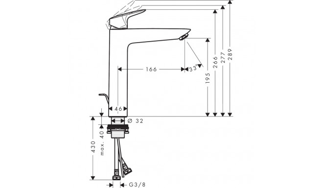 Tall washbasin mixer Hansgrohe Logis 71095000