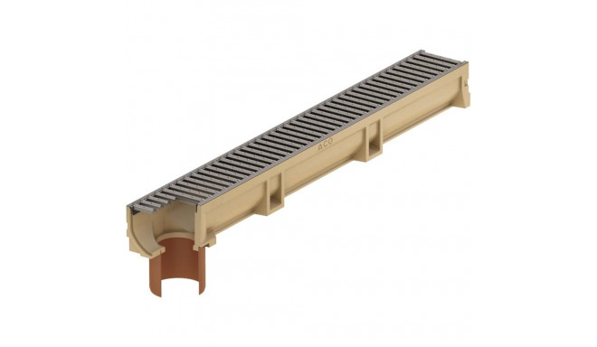 ACO Euroline gutter with galvanized steel grating, with PVC pipe DN110, 1 m