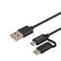 Savio CL-128 USB cable USB 2.0 1 m USB A USB C/Micro-USB A Black