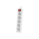 LANBERG PS1-05E-0150-W Lanberg 1.5M White LANTERGE CURVE 5X 230V PL WITH CIRCUIT BREAKER, FULL COPPE