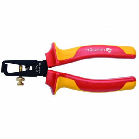 Hogert HT1P931 insulated wire stripping pliers, 160mm, VDE 1000V, chrome vanadium steel, 55-60 HRC