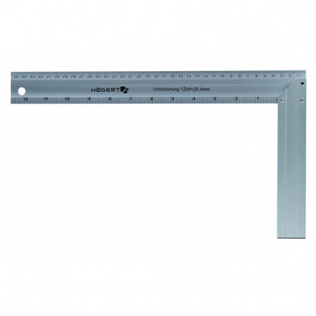 Hogert HT4M202 Aluminium carpenter square, 250×190 mm, double-sided markings