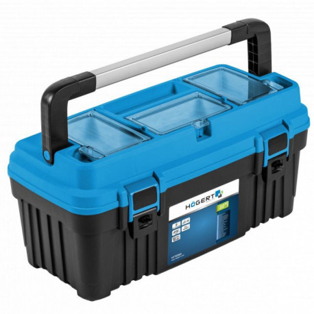 Hogert HT7G063 tool box, 540x278x269mm, 20kg, ABS, polycarbonate, aluminium handle, 2 locks, 3 organ