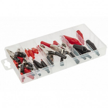 Hogert Electrical Clip Assortment HT8G517, 28, 6 sizes, black, red, steel, new, plastic cassette