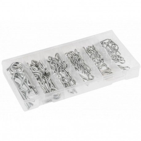 Hogert HT8G516 150tk terasest tihvtide komplekt, tsingitud, vedruga, 6 suurust, 33-75mm, 2-4mm, plas