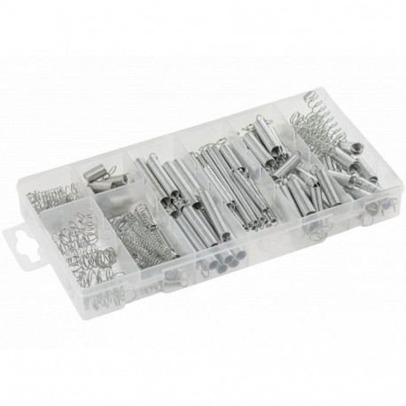 Hogert Spring Assortment HT8G514, 200pcs, Steel, 124 tension spring sizes, 74 compression spring siz