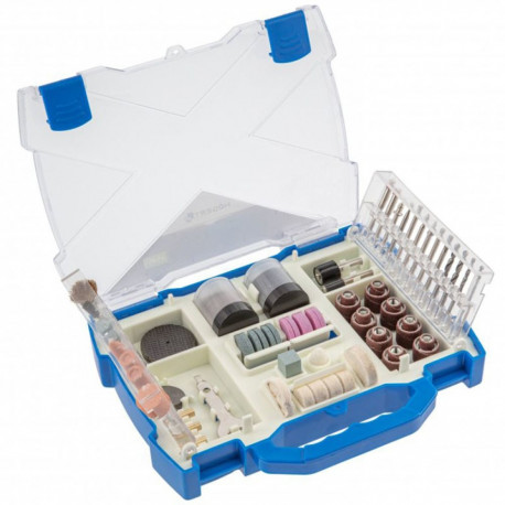 Hogert HT2E115 mini grinder accessory set, 155 pcs, 3.2 mm, plastic case