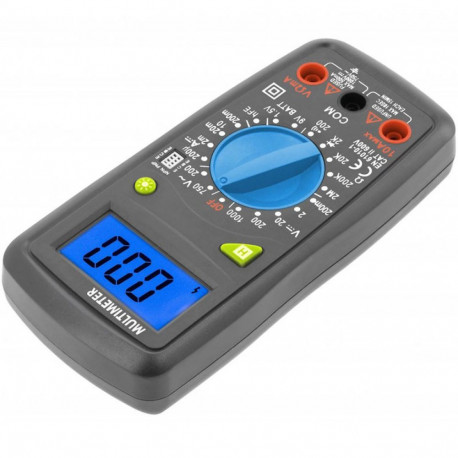 Hogert HT1E602 digital universal multimeter, 600V AC/DC, 10A DC, 2MΩ, LCD display, data hold, LIVE d