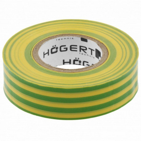 Hogert HT1P286 isolatsioonilint, kollane-roheline, 20m, 19mm, 0.13mm, 0.39kV/mm, -20°C kuni +60°C, v