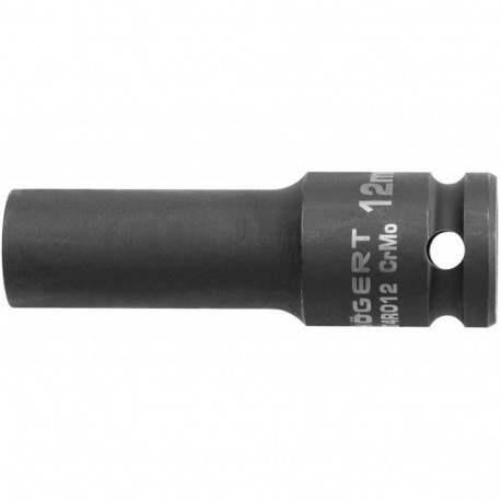 Hogert HT4R012 impact socket, 1/2", 12mm, 78mm, CrMo, DIN 3121, hex profile